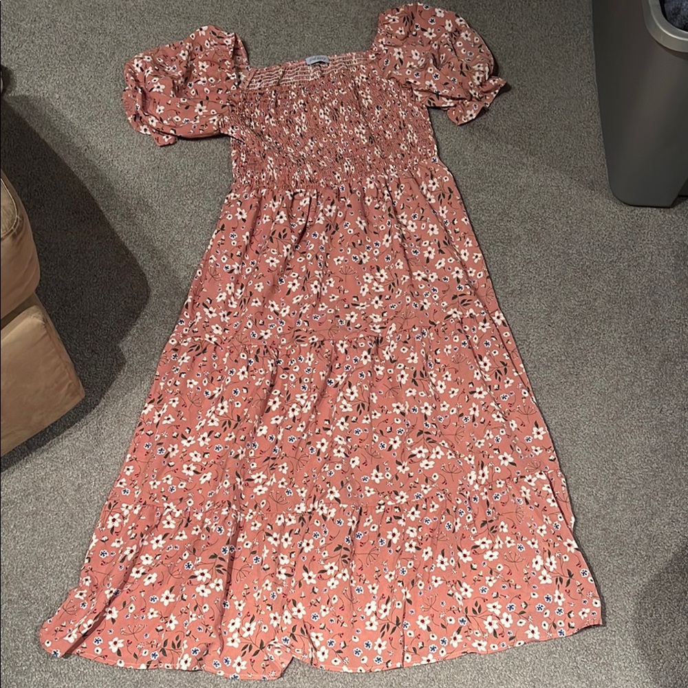Floral Pink Midi Dress